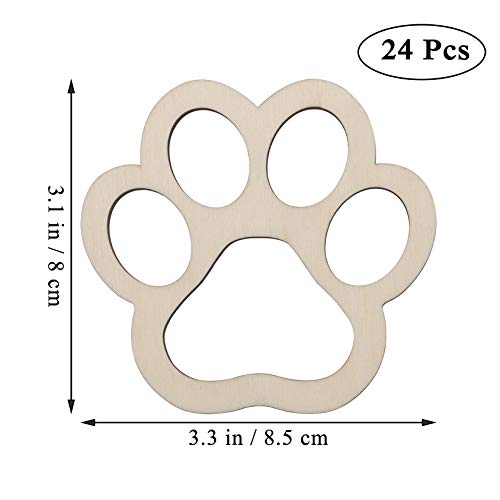 Samanter Paw Shape Hanging Wood Craft Dog Cat Claw Cutout Unfinished Hanging Wood DIY 24pcs Samanter