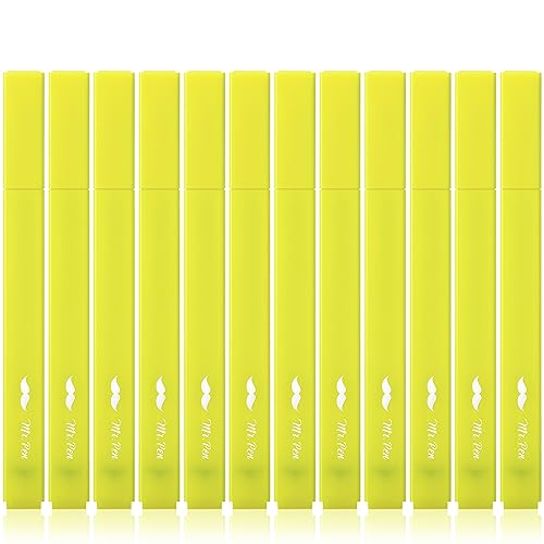 Mr. Pen- Aesthetic Highlighters, 12 pcs, Yellow, Chisel Tip, Bible Highlighters and Pens No Bleed, Bible Highlighter Pens, Cute Highlighters, No Mr. Pen