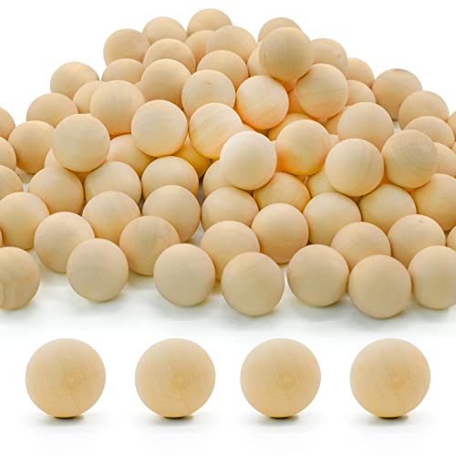 Enkrio 100 PCS Unfinished Wood Beads 0.78 inch Natural Round Wooden Balls for Home Farmhouse Decor and DIY Crafts Enkrio