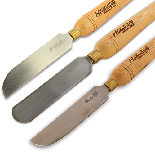 Hurricane Turning Tools, HSS, 3 Piece Scraper Set (Right Side, Left Side, Round Nose, 1 1/2" Wide), Standard Series Woodturning Tools Hurricane Turning Tools