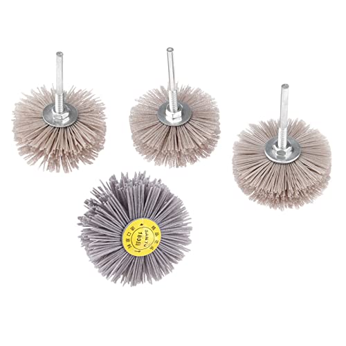Mtsooning 4PCS Nylon Wheel Brush, Polish Grinder Brush 80, 120, 180, 240 Grit, Abrasive Grinding Head with Threaded Shank for Removing of Corrosion Mtsooning