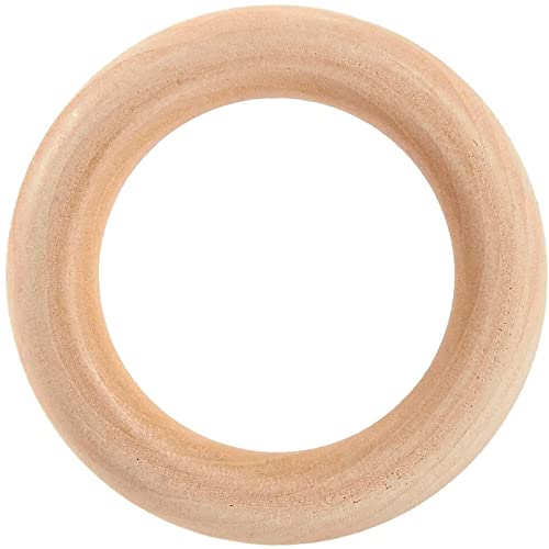 20 Pack Unfinished Natural Wood Rings for Crafts, Macrame Projects, Jewelry Making, DIY Pendant Connectors (2.1 in) Juvale