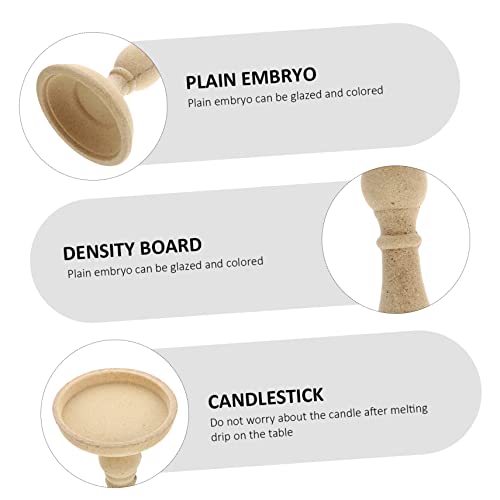 Ciieeo 2 Pcs Candle Holders Tabletop Decor Dining Room Table Decor Wooden Decor Unfinished Wood Candle Holder Wood Pillar Retro Candlestick Stand Ciieeo