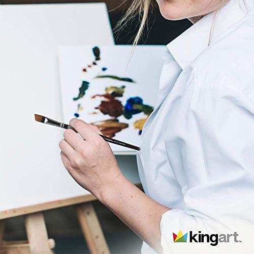 KINGART 1070B Premium Precision Mixed Media Artist Paint Brushes Set of 12, Ergonomic Comfort Short Handle, Oil, Watercolor, Acrylic Painting, Gift KINGART