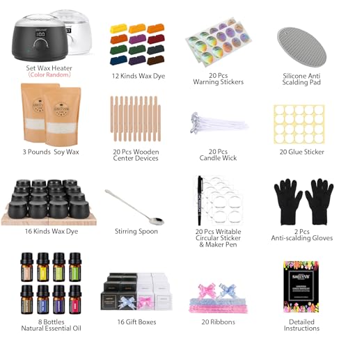 SAEUYVB Candle Making Kit for Adults with Hot Plate, DIY Starter Soy Candle Making Supplies/Kit - Perfect as Home Decorations(Black) SAEUYVB