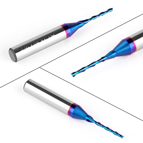 EANOSIC Upcut Spiral Router Bit 1/4 inch Shank, 1/16 inch Cutting Diameter Solid Carbide with Blue Nano Coated CNC Router Bits End Mill for Wood EANOSIC