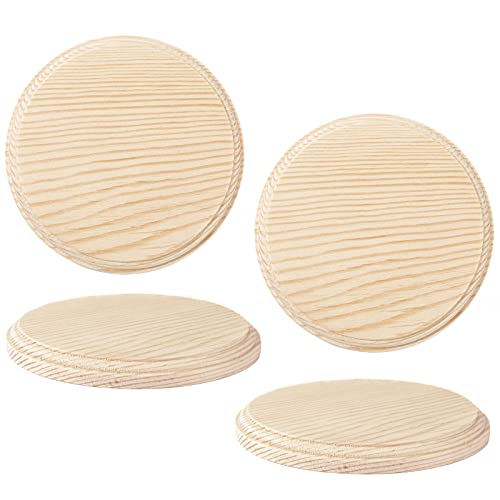 Dorhui 4Pcs 4 Inch Round Wooden Plaque, Unfinished Natural Pine Wood Circle Craft Plaques Wood Base for Craft Projects and DIY Home Decoration Dorhui