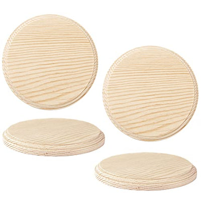 Dorhui 4Pcs 4 Inch Round Wooden Plaque, Unfinished Natural Pine Wood Circle Craft Plaques Wood Base for Craft Projects and DIY Home Decoration