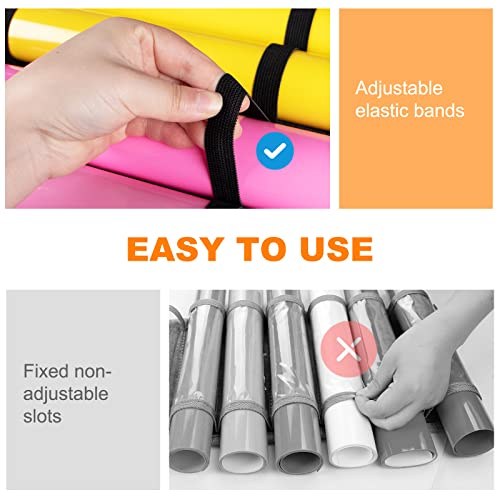 HTVRONT Vinyl Storage Organizer, Vinyl Roll Holder Holds Up to 48 Rolls, Grey Craft Vinyl Organizer Wall Mount/Hanging Over the Door, Vinyl Roll HTVRONT