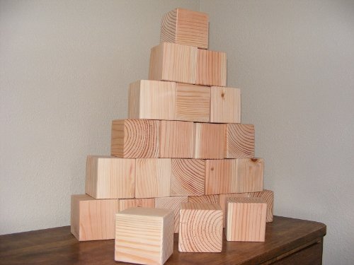 3-Inch Natural Unfinished Wood Blocks - Set of 96 (Ninety six) Wooden Cubes (Each is 3 Inches Square) Steve's Gift Shoppe