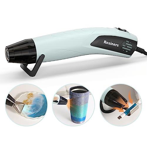 Resiners Heat Gun for Crafts, Mini Dual Temp Hot Air Gun Tool for Epoxy Resin, 3 Nozzles, 350W 662℉ (350℃) Fast Heat, Bubble Remove,DIY Glitter Resiners