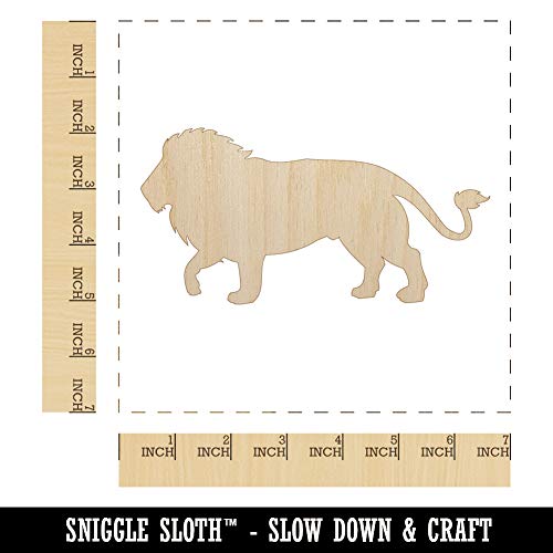 Lion Solid Unfinished Wood Shape Piece Cutout for DIY Craft Projects - 1/4 Inch Thick - 6.25 Inch Size Sniggle Sloth