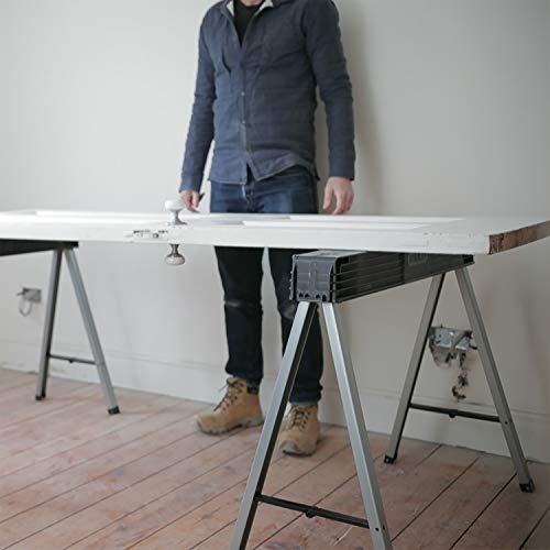 STANLEY Folding Work Bench Saw Horse Twin Pack, Heavy Duty Metal Leg with Side Latch, 1-97-475 Stanley