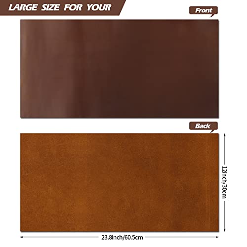 RingSun 12''X24'' Genuine Leather Sheets for Crafts Full Grain Leather Tooling Leather (2mm) Thick Cowhide Leather Pieces Square, Dark Brown Ringsun