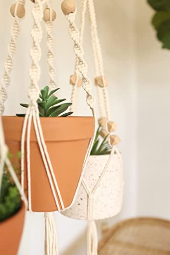 Macrame Kit - Makes 3 Macrame Plant Hangers with Easy To Follow Instructions for Adult Beginners - Includes 109 Yards 3mm Cotton Macrame Cord, Aesthetic Creative