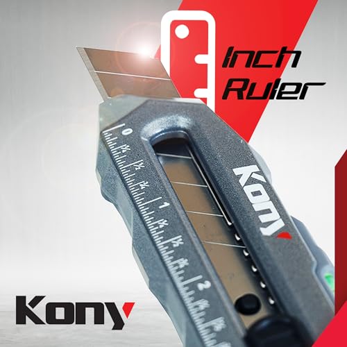 Kony, Heavy Duty Utility Knife, Carpet Cutter, Box Cutter Retractable w/Ruler, Water Bubble Level - Perfect Knife for Crafting, Cutting & Home Kony