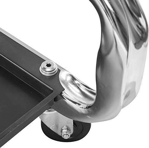 AR7451B Torin Heavy Duty Rolling Creeper Garage/Shop Seat: Padded Mechanic Stool with Tool Tray Storage and Cup Holder, Black Torin