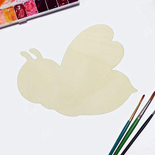 JANOU 6pcs Bee Shaped Wood DIY Craft Cutouts Honeybee Unfinished Wooden Blank Wood Embellishments Ornaments for Baby Shower Birthday Christmas Party JANOU