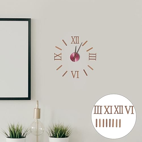 TEHAUX Clock Numerals Kit, Unfinished Wood Clock Number Set in Roman Numerals, 3D Adhesive Modern Roman Numbers Kit for Living Room Bedroom TEHAUX