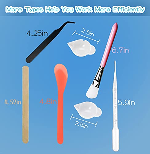 Yuiviot Reusable Silicone Epoxy Resin Tools Kit, Silicon Mat, Silicon Measuring Mixing Cups, Silicon Stir Sticks, Pipettes, Finger Cots for Epoxy Yuiviot
