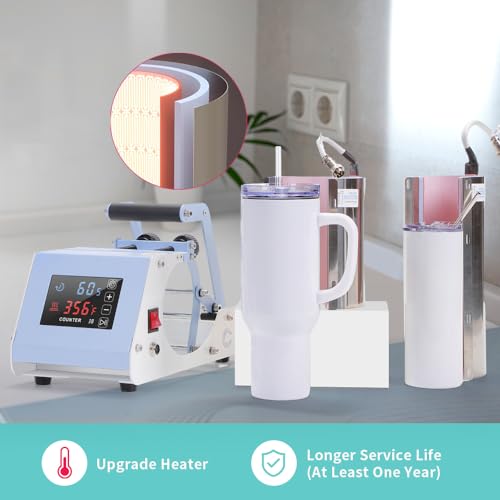 PYD Life 110 V 2 in 1 40 OZ 30 OZ Tumbler Heat Press Machine Mini Max Light Blue Touch Screen for 40 OZ 30 OZ 20 OZ 16 OZ Sublimation Tumbler,for PYD Life