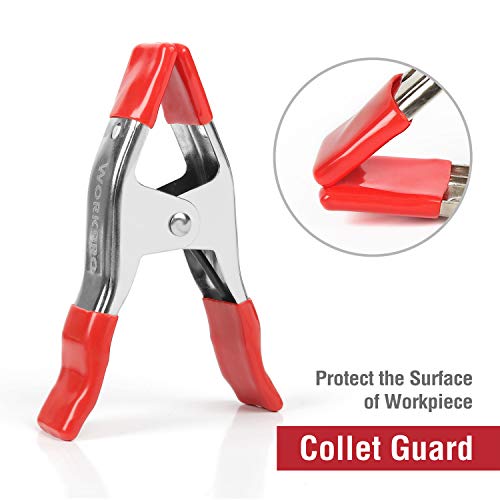 WORKPRO 8-pack Spring Clamps for Woodworking, 6-19/64 inch Large Steel Clamp Set, 2 inch Jaw opening, Nickel-plated, Heavy Duty Clips for Backdrops WORKPRO