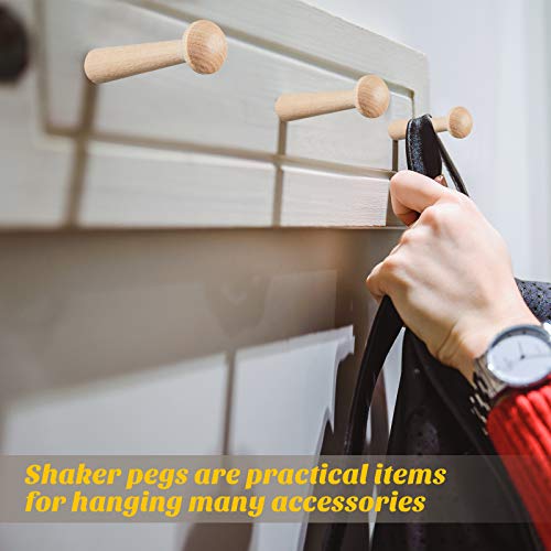 Wooden Shaker Peg Wood Screw-on Shaker Pegs 2.9 Inch Long Unfinished Wood Shaker Racks for Hanging Clothes Hats Towel and More DIY Paint Color (10 Jetec