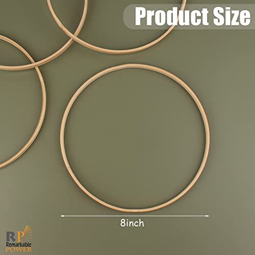 RP Remarkable Power, 6 Pack Wooden Bamboo Floral Hoop 8 Inch Macrame Floral Hoop Rings Wreath Ring for DIY Dream Catcher Wedding Wreath Wall Hanging RP Remarkable Power