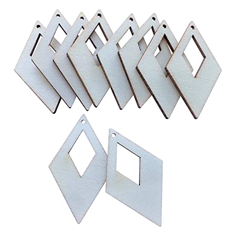 NUO RUI Unfinished Wood Hollow Diamond Shape Earring Blanks Laser Cut Wooden Jewelry Accessories 25 Pieces NUO RUI