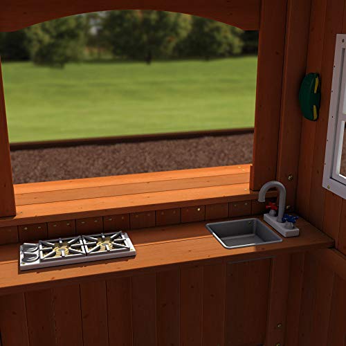 Backyard Discovery Shenandoah All Cedar Wooden Playset Swing Set with 2 Belt Swings, Trapeze Bar, 10 ft Wave Slide, Covered Upper and Lower Backyard Discovery