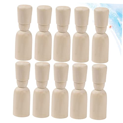 VILLCASE 10pcs Doodle Wooden Man Wooden People Pegs Wood Doll Bodies Woman Peg Doll Supplies Unfinished Peg Bodies Craft Peg Doll Hand-Painted Wooden VILLCASE