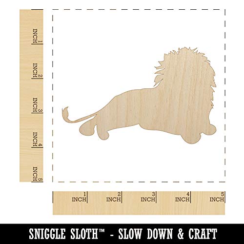 Lion Resting Solid Unfinished Wood Shape Piece Cutout for DIY Craft Projects - 1/8 Inch Thick - 4.70 Inch Size Sniggle Sloth