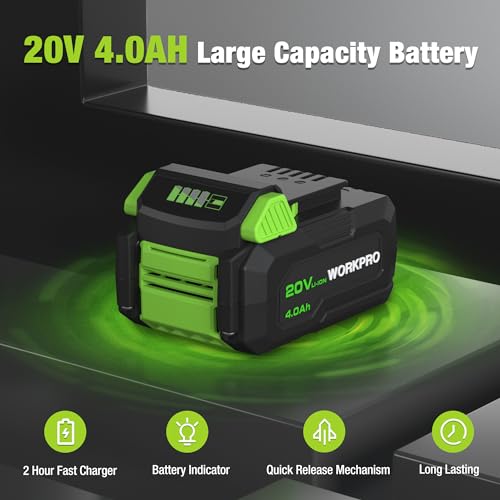 WORKPRO 20V Cordless Mini Circular Saw, 4-1/2" Compact Wireless Circular Saw 4.0Ah Battery, Fast Charger, 3 Saw Blades, 4500RPM, Laser Guide, Max WORKPRO