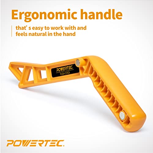 POWERTEC 71337P2 Deluxe Magnetic Push Stick for Table Saws, Router Tables, Band Saws & Jointers, Dual Ergonomic Handles w/Max Grip, Hand Protection POWERTEC