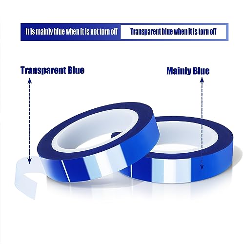 MEBMIK 2 Rolls 10mm x16m(52FT) Blue Heat Tape High Temperature Heat Resistant Tape Heat Transfer Tape for Heat Sublimation Press Vinyl,No Residue MEBMIK