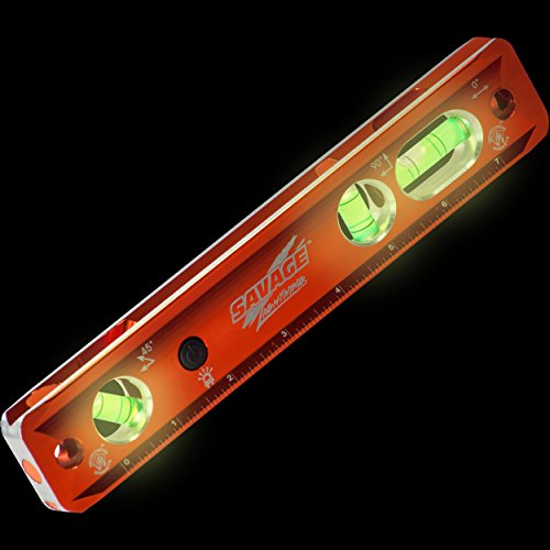 Swanson Tool Co TLL049M Savage Lightning Aluminum Torpedo Magnetic Illuminated Levels, 9", 3 Vials Swanson Tool Co., Inc