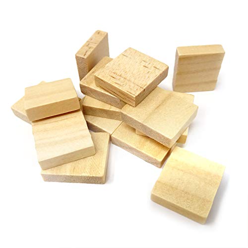 Honbay 100PCS Rectangle Shaped Unfinished Blank Wood Pieces Wood Slices Wood Chips Embellishments for DIY Crafts, Home Decoration, Board Games, Early HONBAY