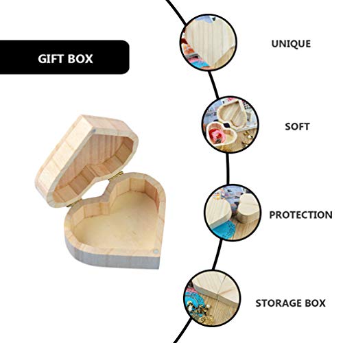 Wooden Things to Paint 2pcs Unfinished Heart Shape Storage Box Unpainted Wooden Storage Box Heart Shaped Wood Craft Organizer Box for Jewelry Gift on Ciieeo