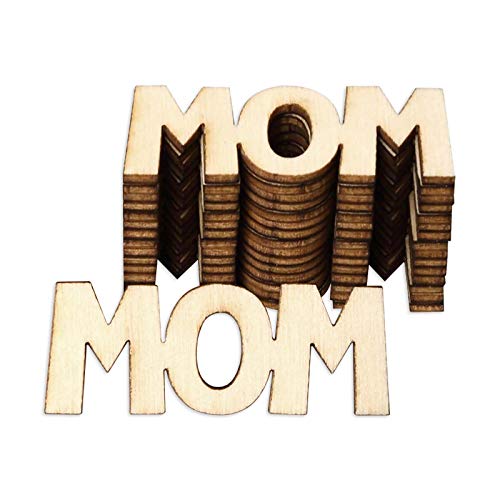 30 Pcs Little MOM Wood Crafts DIY Cutout Wooden Slices Embellishments Gift Unfinished Wood Ornaments for Happy Mothet's Day Mom's Birthday Party Creaides