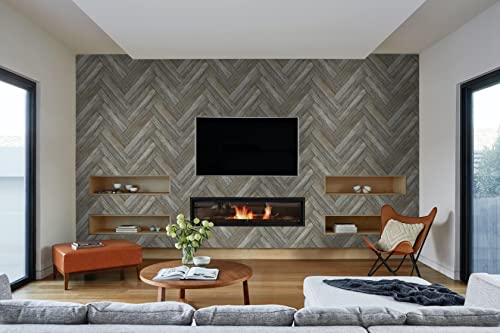 NextWall Faux Chevron Wood Peel and Stick Wallpaper NextWall