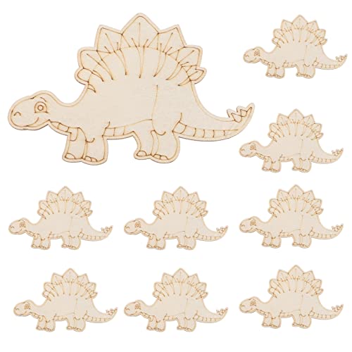 ABOOFAN 10 Pcs DIY Dinosaur Coloring Unfinished Dinosaur Toys Dinosaur Wood Slices Hollow Wood Animals Unfinished Wood Discs Dinosaur Craft Slices ABOOFAN