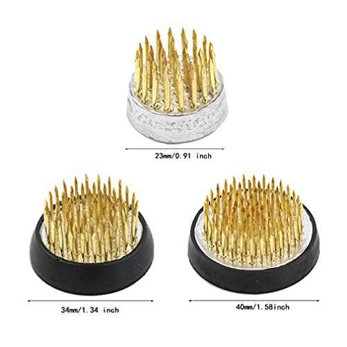 3PCS Flower Frog Holder/Round Flower Fixed Tools with Brass Needle,3 Sizes Flower Arrangement Pin for Garden Home Decoration(0.9inch 1.34inch TonJin