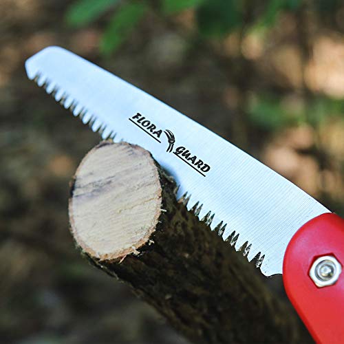 FLORA GUARD Folding Hand Saw, Camping/Pruning Saw with Rugged 7.7 Inch Blades Professional Folding Saw Razor Tooth Sharp Blade Solid Grip(Red) FLORA GUARD