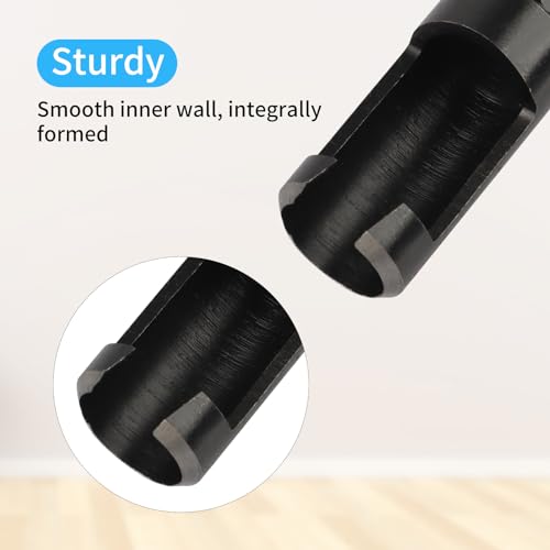 Rocaris 8 Pack Wood Plug Cutter Drill Bit Set, Straight and Tapered Taper Cutting Tool 1/4", 5/16", 3/8", 1/2", 1/4 Inch Hex Shank, Black Rocaris