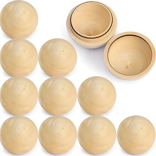 Rustic Woodcraft Supplies - 10 Hollow Wooden Spheres, 2.4 Inch - Unfinished Wood Decor - Wood Spheres for Custom Creations and DIY Projects AEVVV