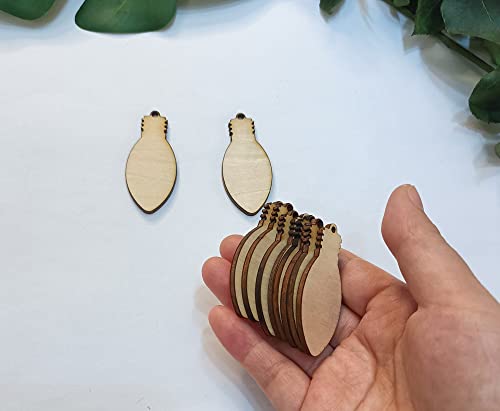 30pcs of Christmas Lights Dangle Earrings Sublimation Blank,Unfinished Wooden Light Bulb Wooden Slices Blank Christmas Wooden Hanging Decor (2'') Yuxuanish