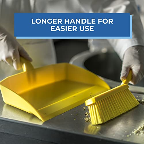 Vikan 45876 Bench Cleaning Brush, Polypropylene/Polyester Soft Bristle Dustpan Brush & Sweeper With Handle, 14-Inch, Yellow Vikan