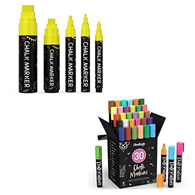 Chalkola Mega Bundle - 5 Yellow Variety + 30 Markers 6mm