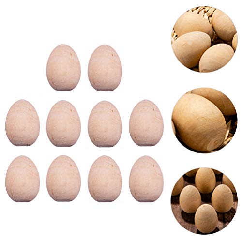 Kisangel 10pcs Unfinished Wood Eggs Smooth Flat Bottom Wooden Easter Craft Eggs for Easter Display Smooth Ready to Paint and Decorate L Kisangel