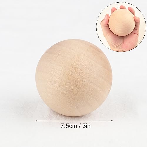 6 Pack 3 Inch Unfinished Wooden Balls, Wooden Round Ball, Natural Round Hardwood Balls, Wood Spheres for Crafts and DIY Projects and Decorations,by GNIEMCKIN